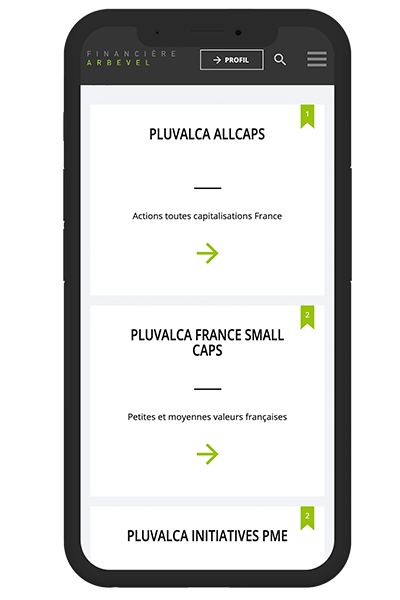 Mockup mobile Financière Arbevel - Pix Associates