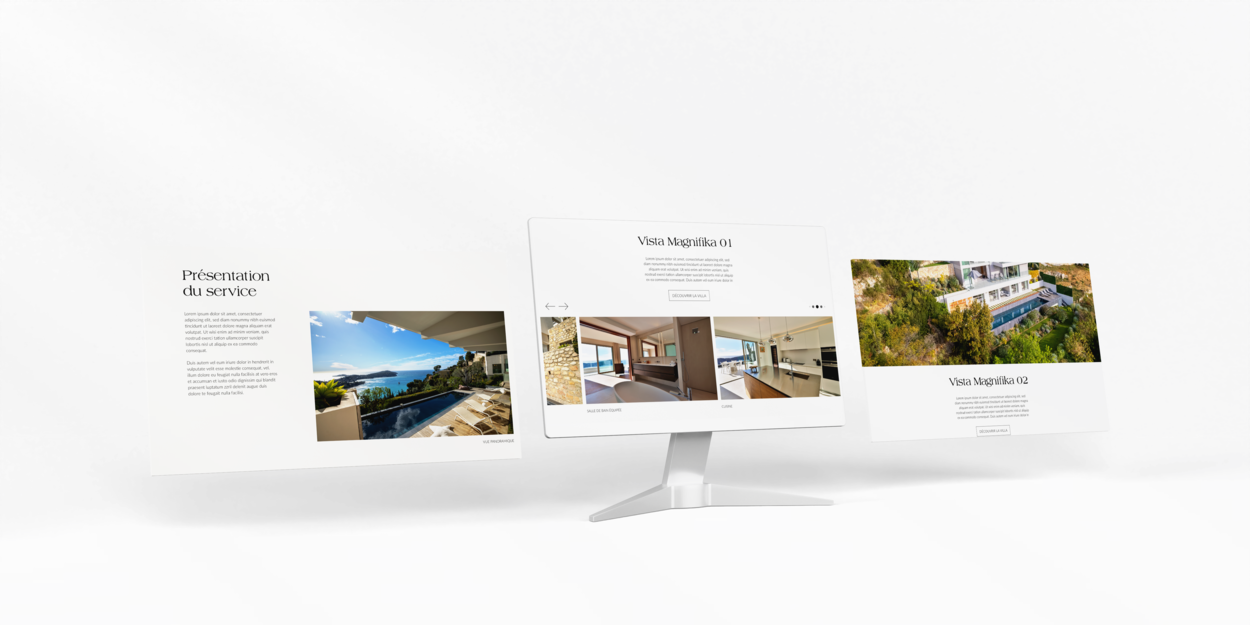 Mock-ups du site des villas Vista Magnifika créé par Pix Associates