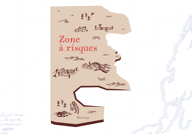 carte représentant un territoire sur lequel est écrit zone à risques