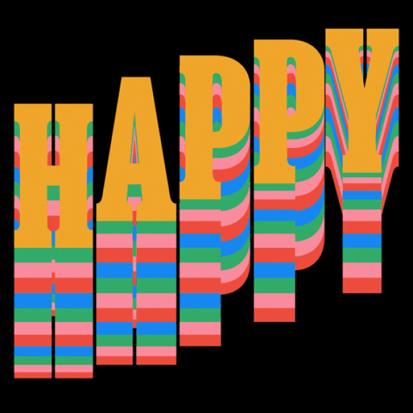 mot happy qui se déroule comme un arc-en-ciel