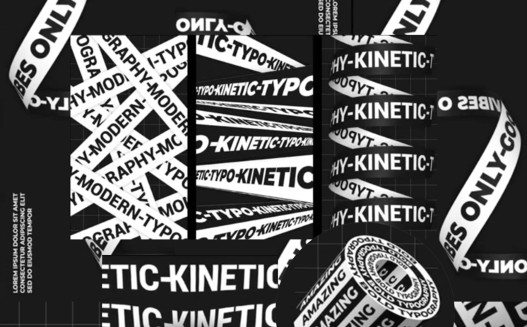Exemple de typographie cinétique en noir et blanc