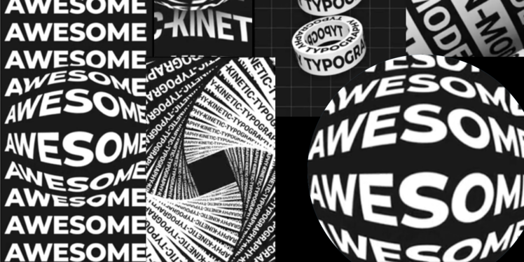 bandeau de typographie cinétique déformant le mot awesome
