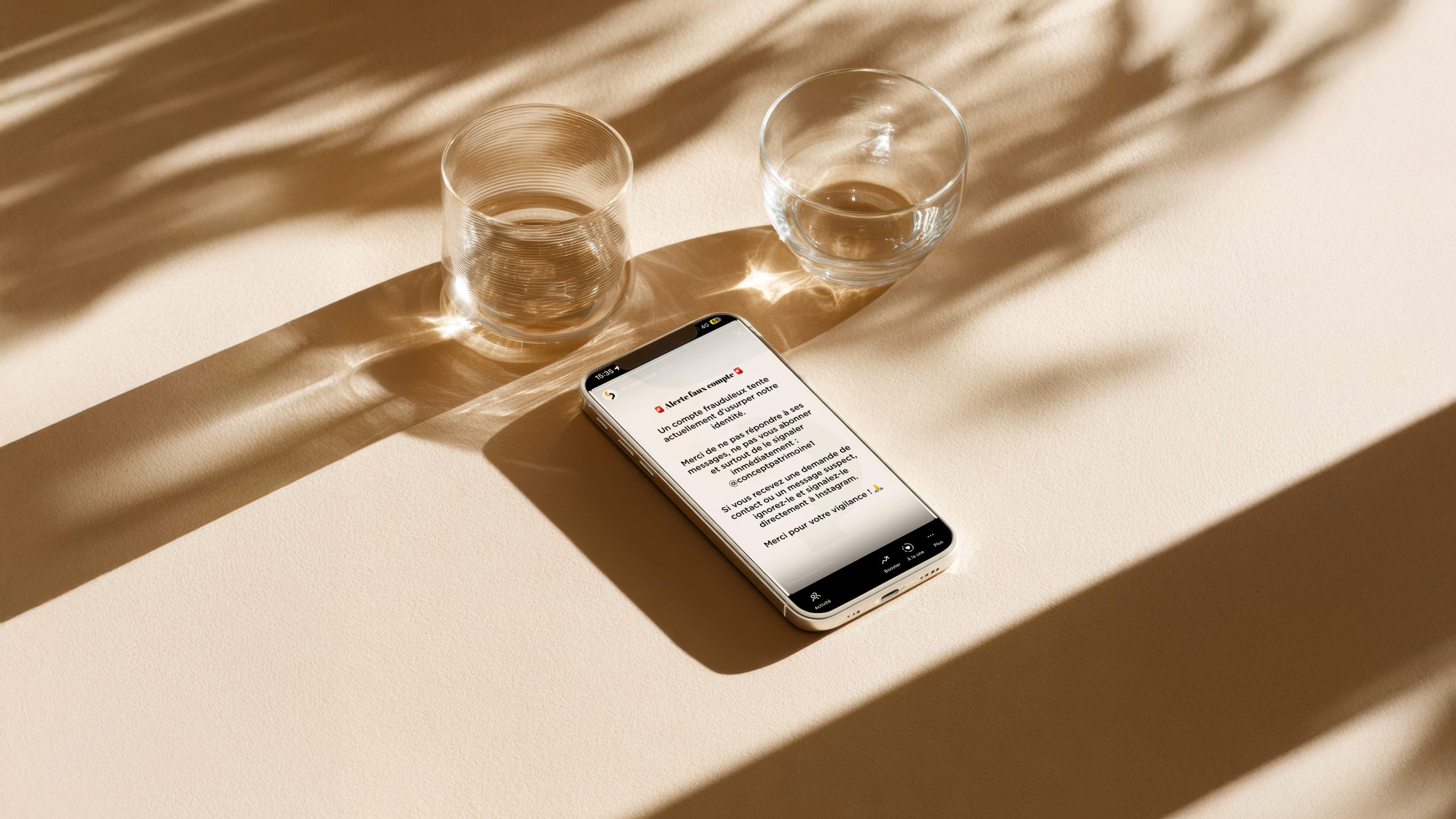 Story Instagram communication information abonnés compte frauduleux signalement faux compte Instagram