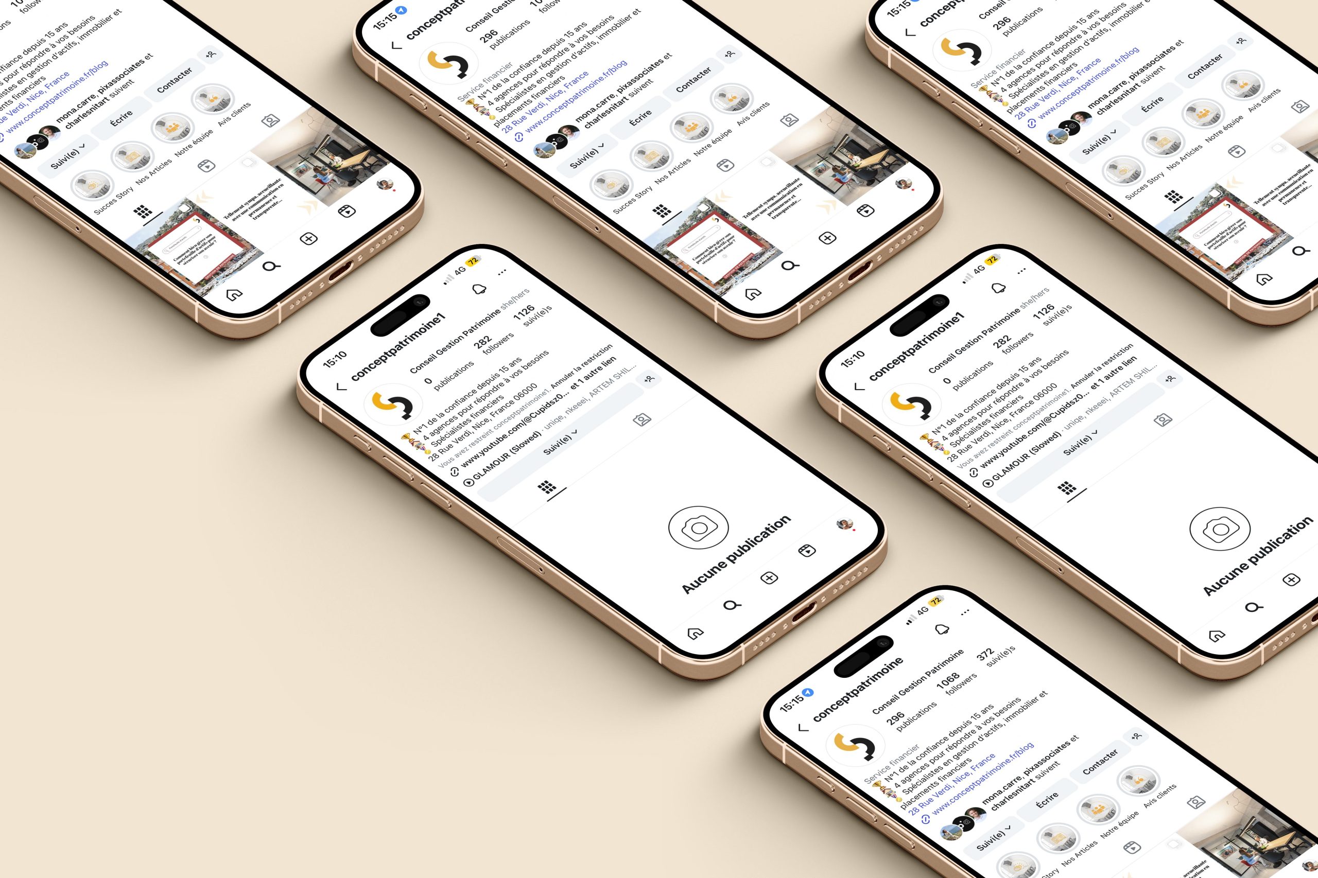 Faux compte Instagram de Concept Patrimoine VS vrai compte compte officiel du Groupe Concept Patrimoine