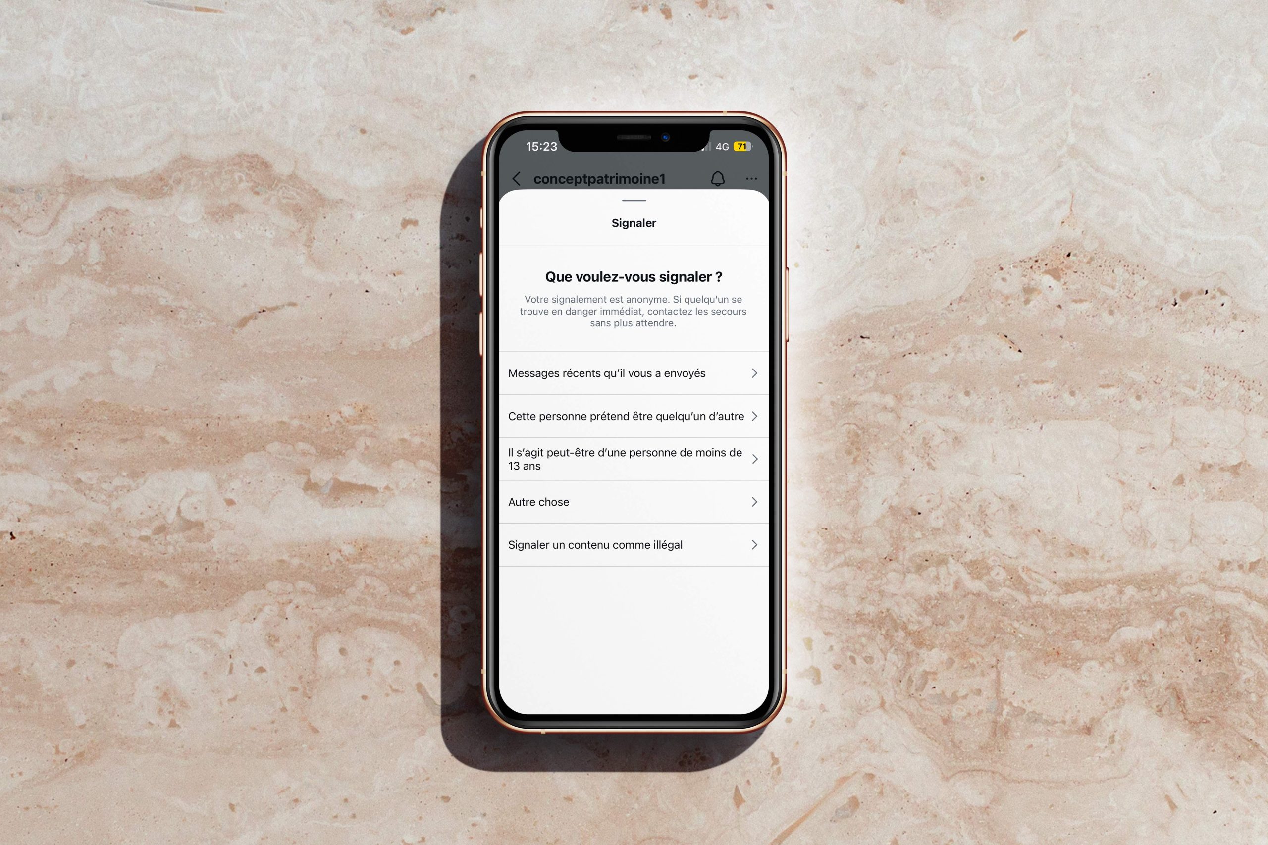 Etapes de signalement pour signaler un faux compte frauduleux Instagram/Méta